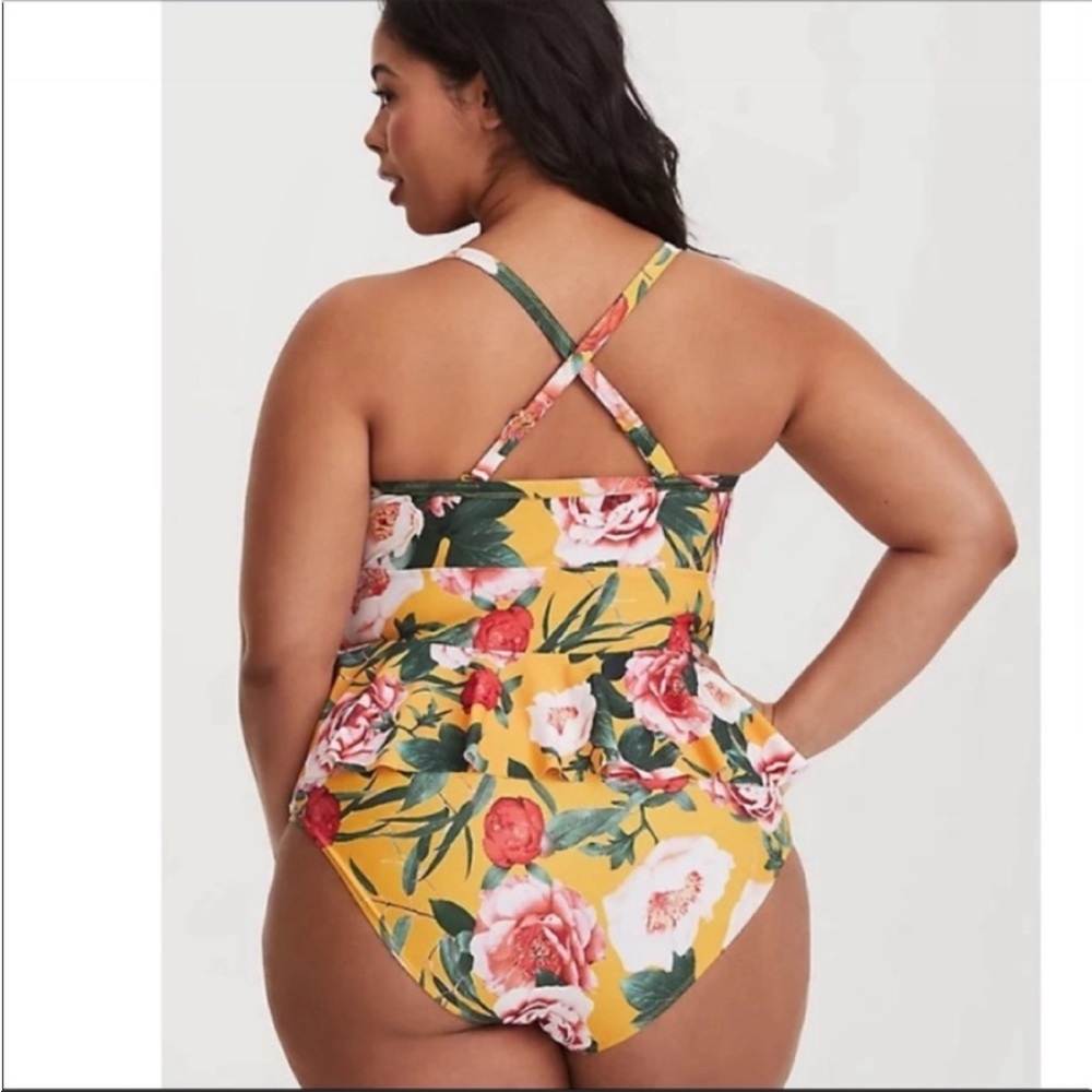 Torrid yellow floral peplum swimsuit - Picture 4 of 10